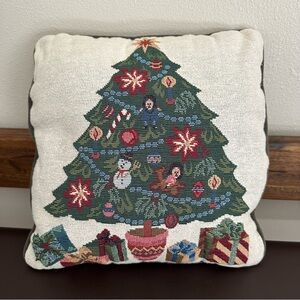 Christmas Tree & Gifts Holiday Tapestry Pillow